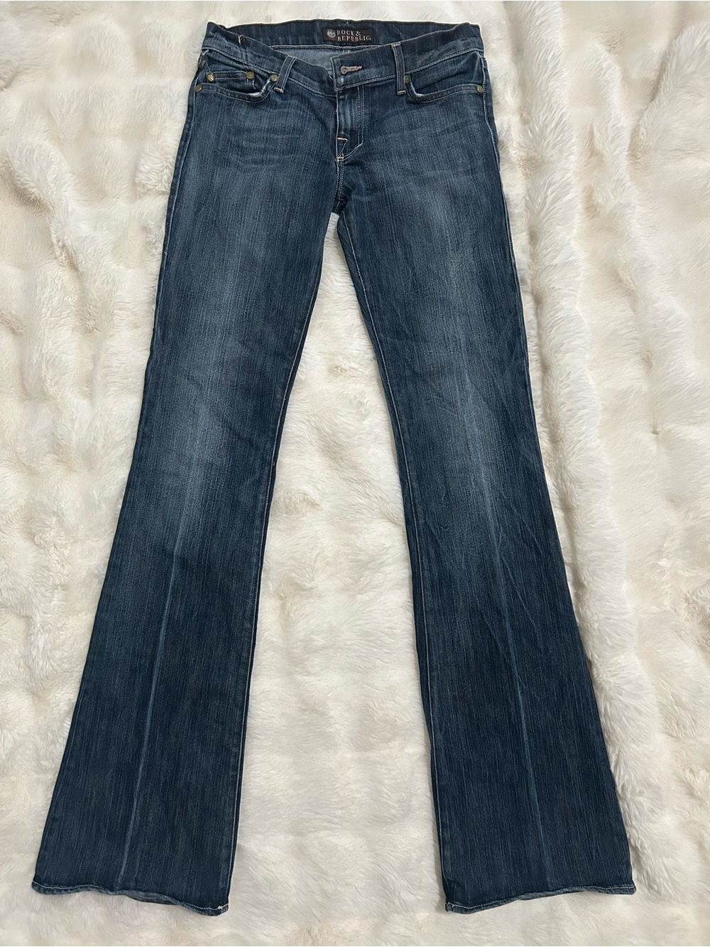 Rock & Republic Low-mid Rise Dark Washed Flared Skinny Jeans